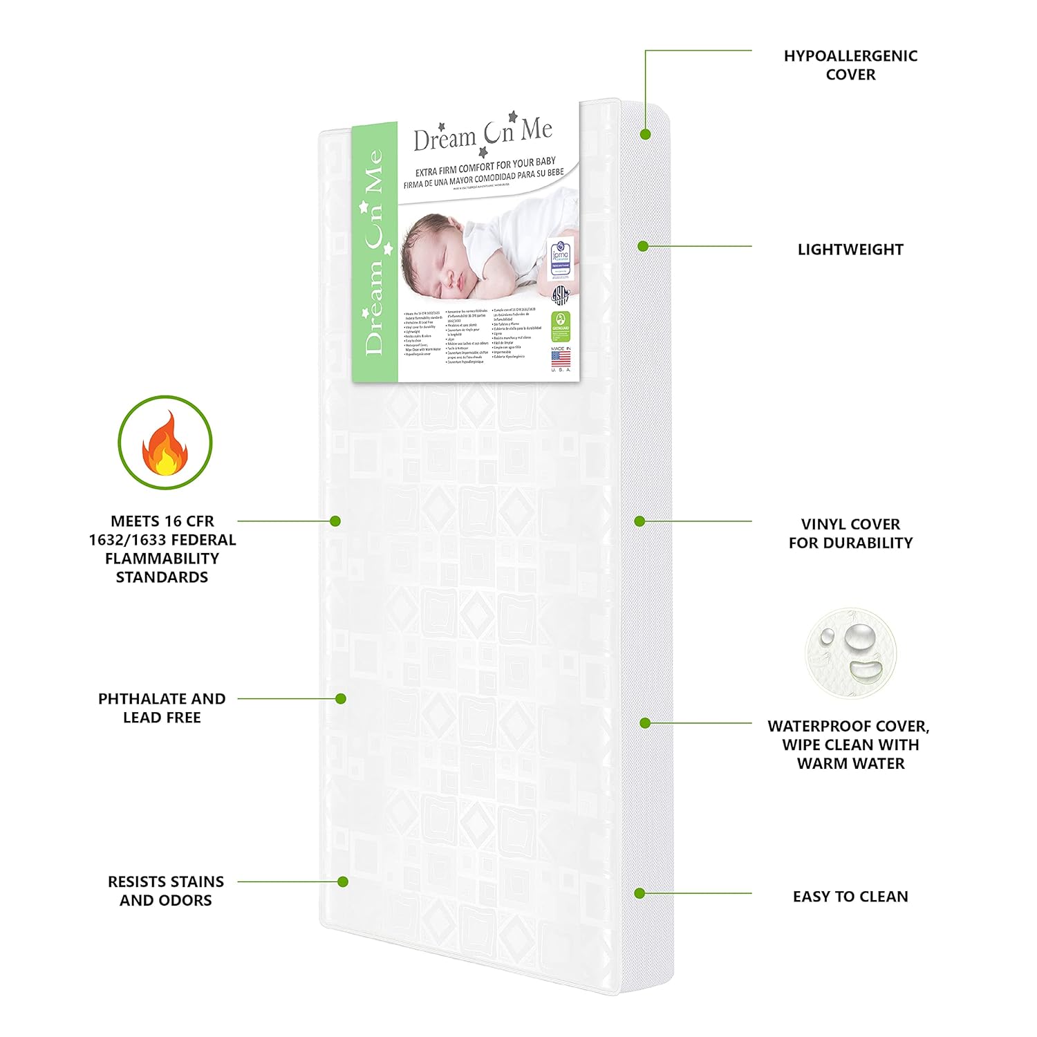 Breathable Foam Crib and Toddler Bed Standard Mattress, 5 Inch