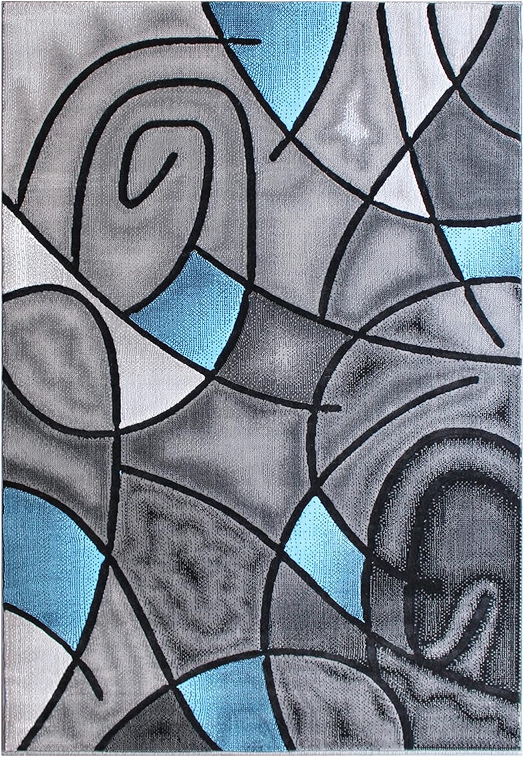 Flash Furniture Jubilee Collection Abstract Area Rug - Colorfast Blue Olefin Rug - 5' x 7' Area Rug - Jute Backing - Living Room, Bedroom, & Family Room