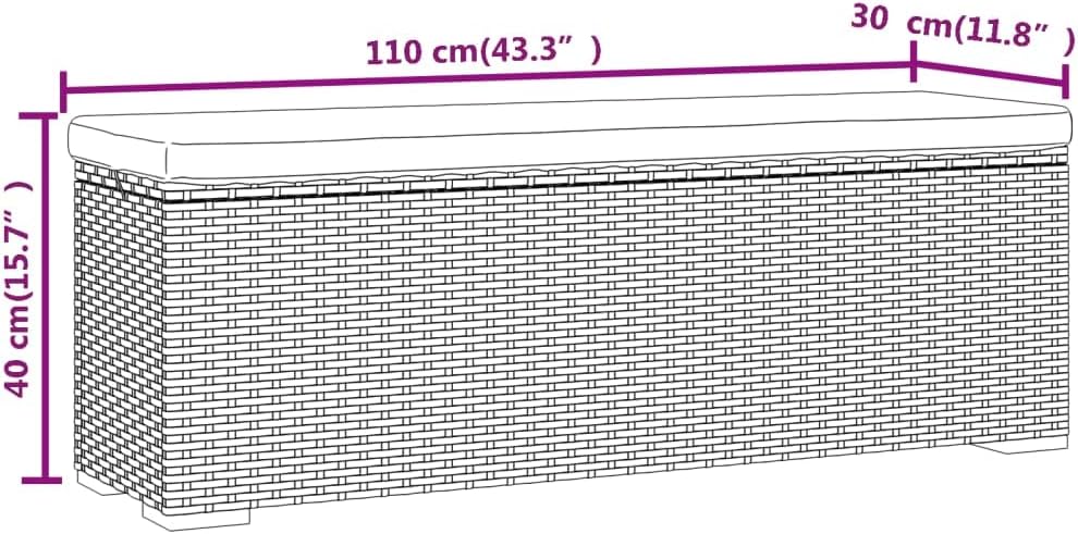 Ottoman Bench, Garden Bench Entryway Bench Shower Bench Patio Chairs Suitable for Living Room Yard Garden Bedroom, with Cushion Brown 43.3