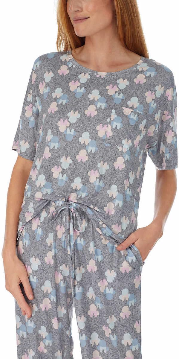 Disney Womens 2 Piece Capri Pajama Set (XX-Large, Minnie Mouse Grey)