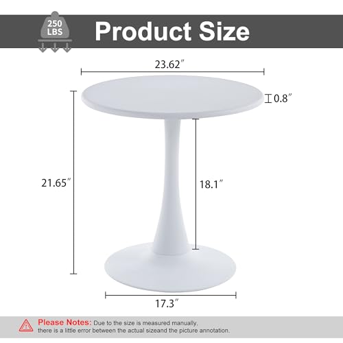Mid-Century Round Coffee Table, Tulip Center Table Livingroom Table, Sofa Console Table Pedestal Tables Metal Table Sofa Table, White, 31.5 