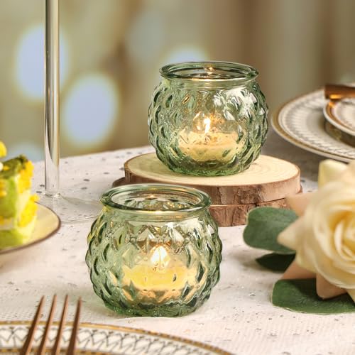Gold Votive Candle Holders Set of 24- Round Glass Candle Holders Bulk for Table Centerpiece, Tea Lights Candle Holders for Wedding Shower, Party, Home Decor