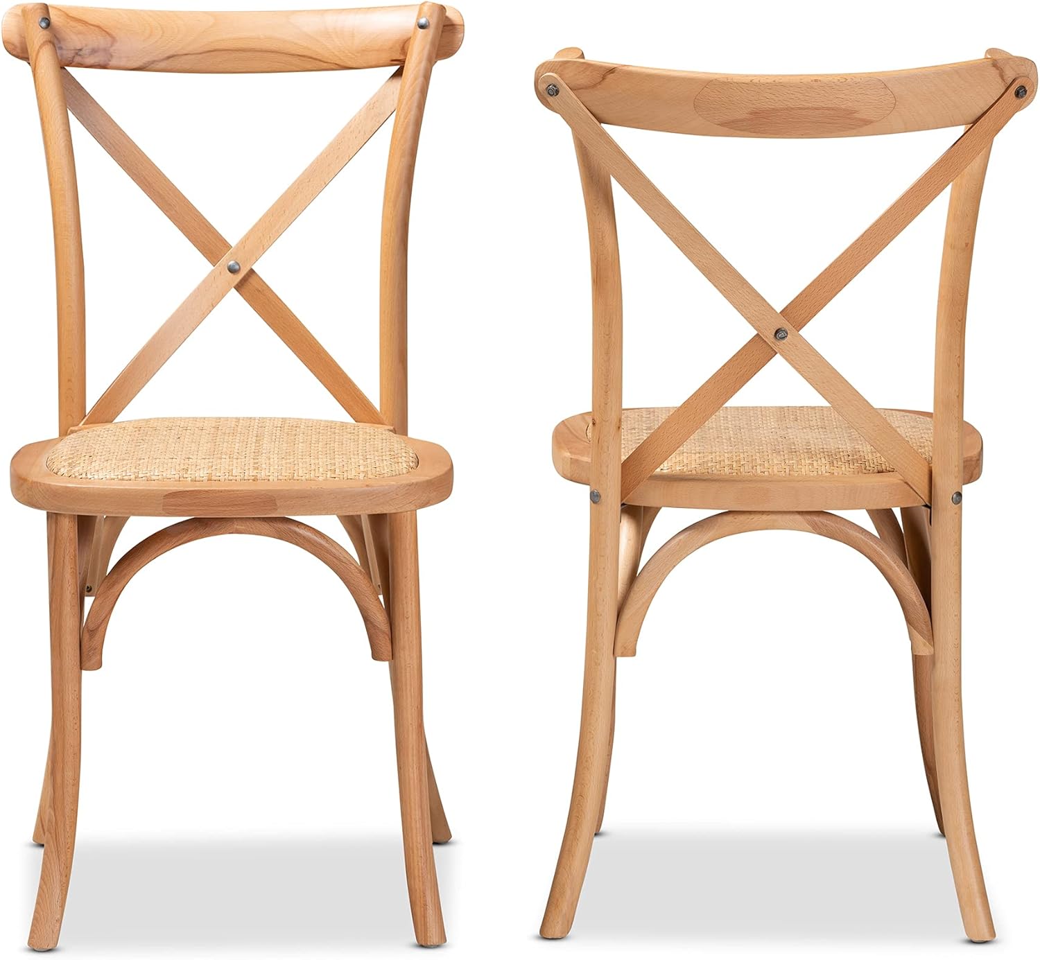 Baxton Studio Tartan Dining Chairs, Natural Brown