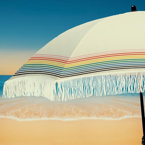 Fashionable Sun Umbrella with Sand Anchor, Lightweight and Water Resistant, Fade and Water Resistant Fabric, Perfect for Beach, Pool, Camping, and Outdoor Activities
