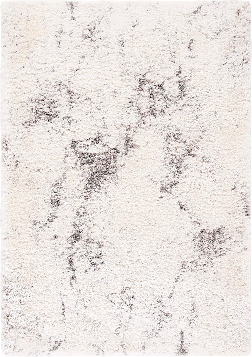 Safavieh Cloud Shag Collection Area Rug - 9' x 12', Ivory & Grey, Modern Abstract Design, Non-Shedding & Easy Care, 2-inch Thick Ideal for High Traffic Areas in Living Room, Bedroom (CLD110A)