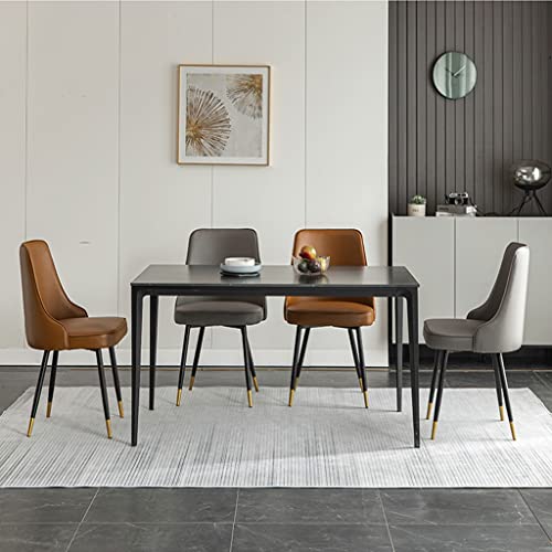 Modern Leather Dining Chair,Ergonomics Seat Sturdy Carbon Steel Metal Legs Kitchen Counter Lounge Living Room Reception Chair/White