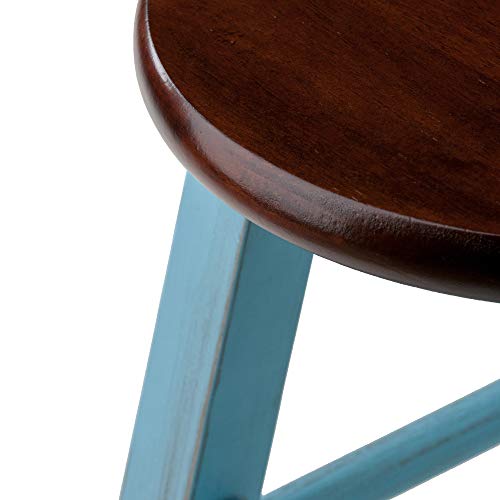 Winsome Wood Ivy Stools Rustic Teal/Walnut and Rustic Light Blue/Walnut