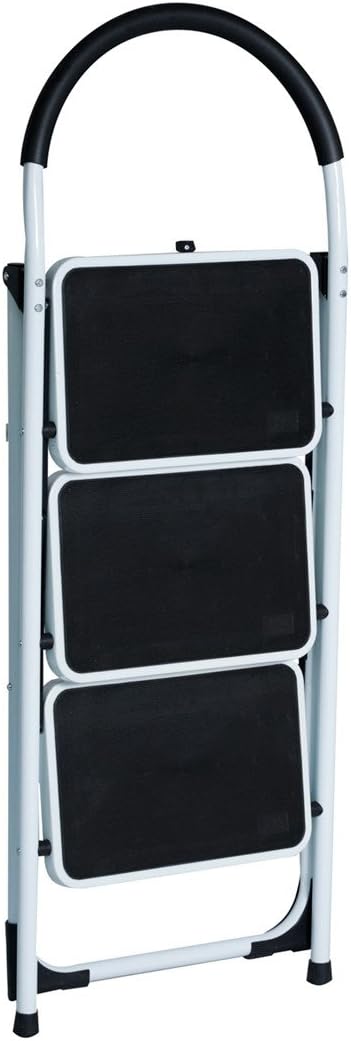 Good Life EN131 Folding 3 Step Ladder Home Depot Steel, Lightweight 300 lb Capacity with Hand Grip Anti-Slip and Wide Pedal