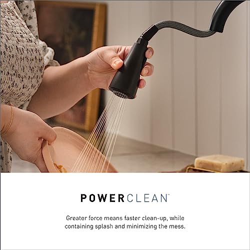 Moen 7260BL Belfield One-Handle Pulldown Kitchen Faucet Featuring Power Boost and Reflex, Matte Black