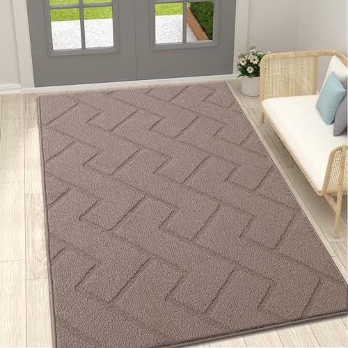 OLANLY Indoor Door Mat, 36x24, Dirt Resistant and Absorbent, Sturdy Non-Slip Rubber Backing, Easy to Clean, Washable Entry Mat, Ideal Low-Profile Floor Mat for Front Back Door and Entryway, Grey