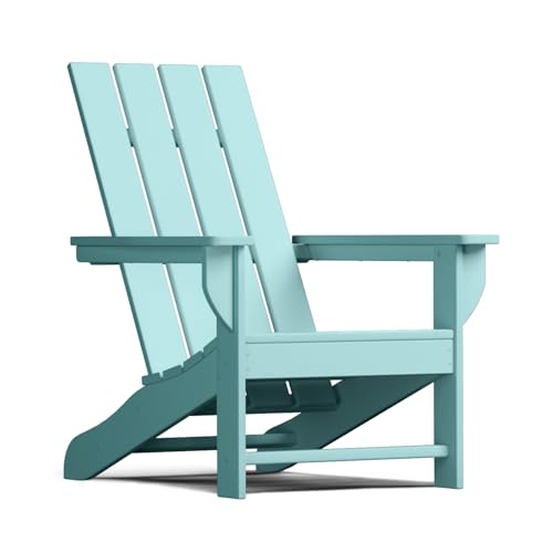 Adirondack Chair, 110°Ergonomics Plastic Extra Tall Adirondack Chairs, HDPE All-Weather Plastic Patio Outdoor Chair, High Foamed Polyethylene Fire Pit Chair(Teak)