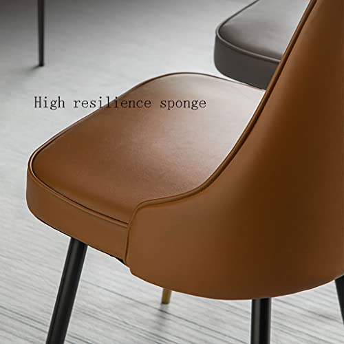 Modern Leather Dining Chair,Ergonomics Seat Sturdy Carbon Steel Metal Legs Kitchen Counter Lounge Living Room Reception Chair/White