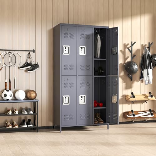 9 Door Metal Locker, Storage Lockers for Employees, Steel Storage Locker with Lock and Card Slot, Employee Lockers for Home, Office, School, Gym, Require Assembly(Black)