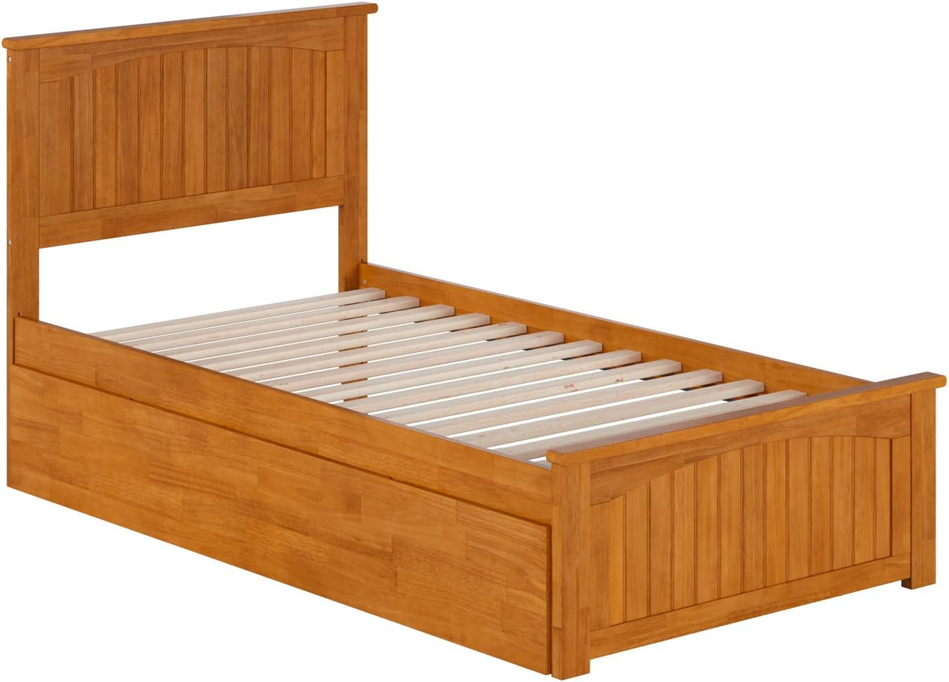 AFI, Nantucket Twin Platform Bed with Matching Footboard and Twin Trundle, Light Toffee