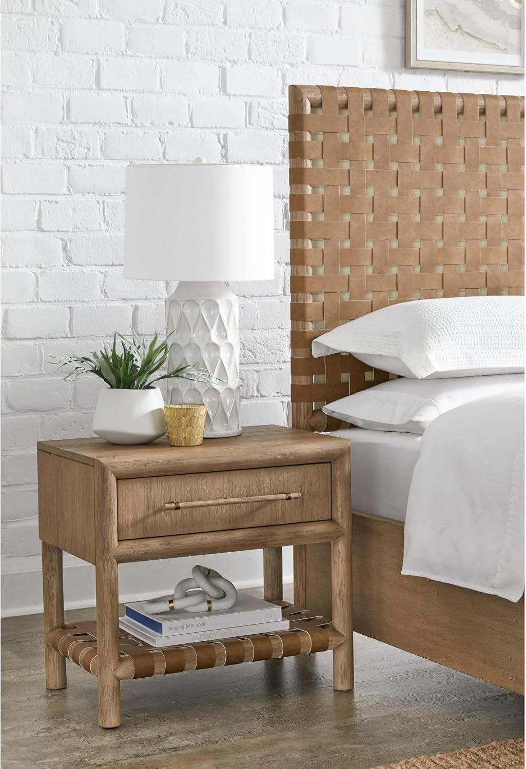 MODUS FURNITURE Dorsey One Drawer USB-charging Nightstand in Granola