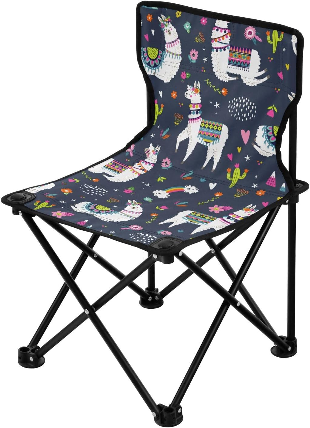 Llama Cactus Rainbow Camping Chair for Adults Folding Chair Foldable Chair Camping Stool for Barbeques Outside