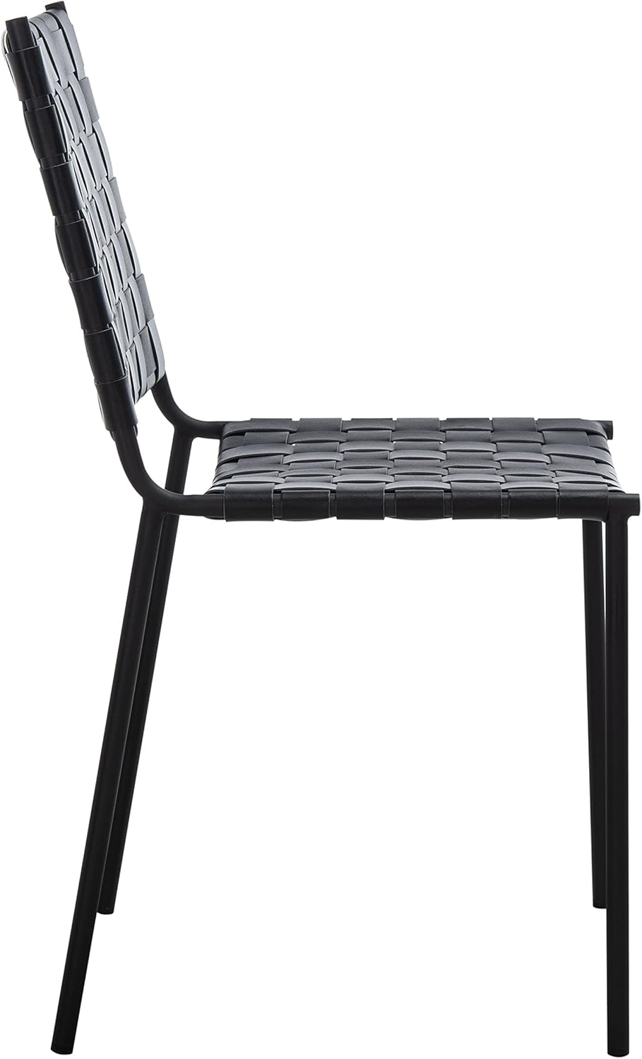 Safavieh Home Collection Wesson Black Woven Leather Dining Chair (Set of 2) -Fully Assembled DCH3005F-SET2