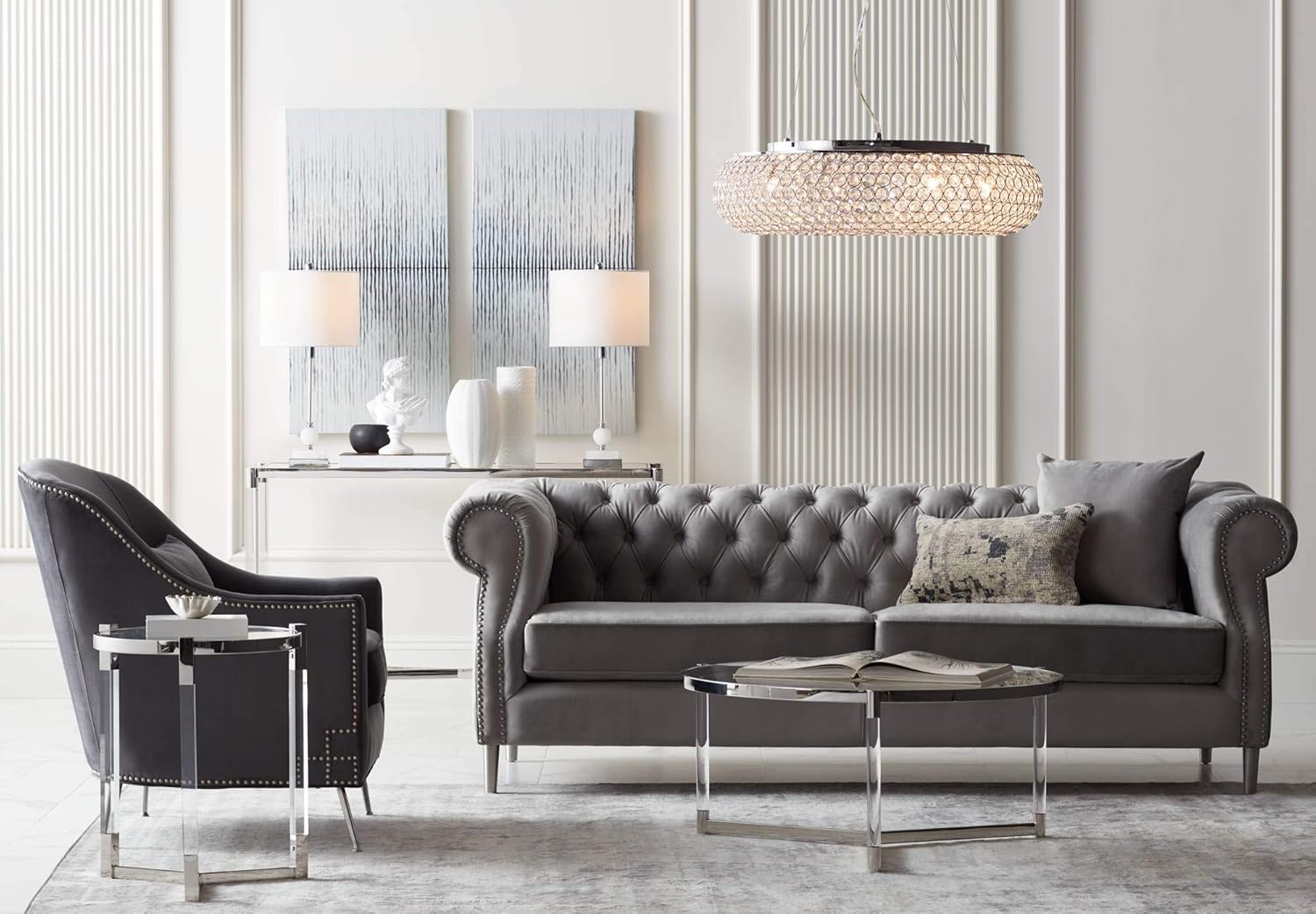 55 Downing Street Stefania Modern Silver Rectangular Console Table 50