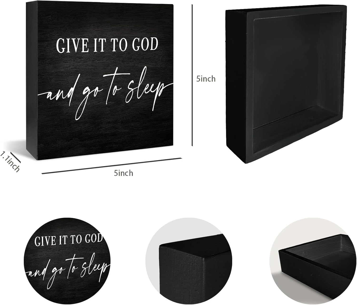 Give It to God and Go to Sleep Sign, God Wooden Decor Home Decor Bedroom Decor Wooden Box Sign, Counter Decor Christian Room Decor 5 x 5 Inch