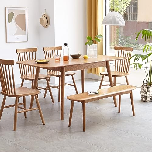 Solid Wood Dining Bench, Skinny Rectangular Dining Bench, Table Bench, Bench for Entryway, Bedroom, Living Room, Kitchen Room, Oak (Original wood color, 47.24)