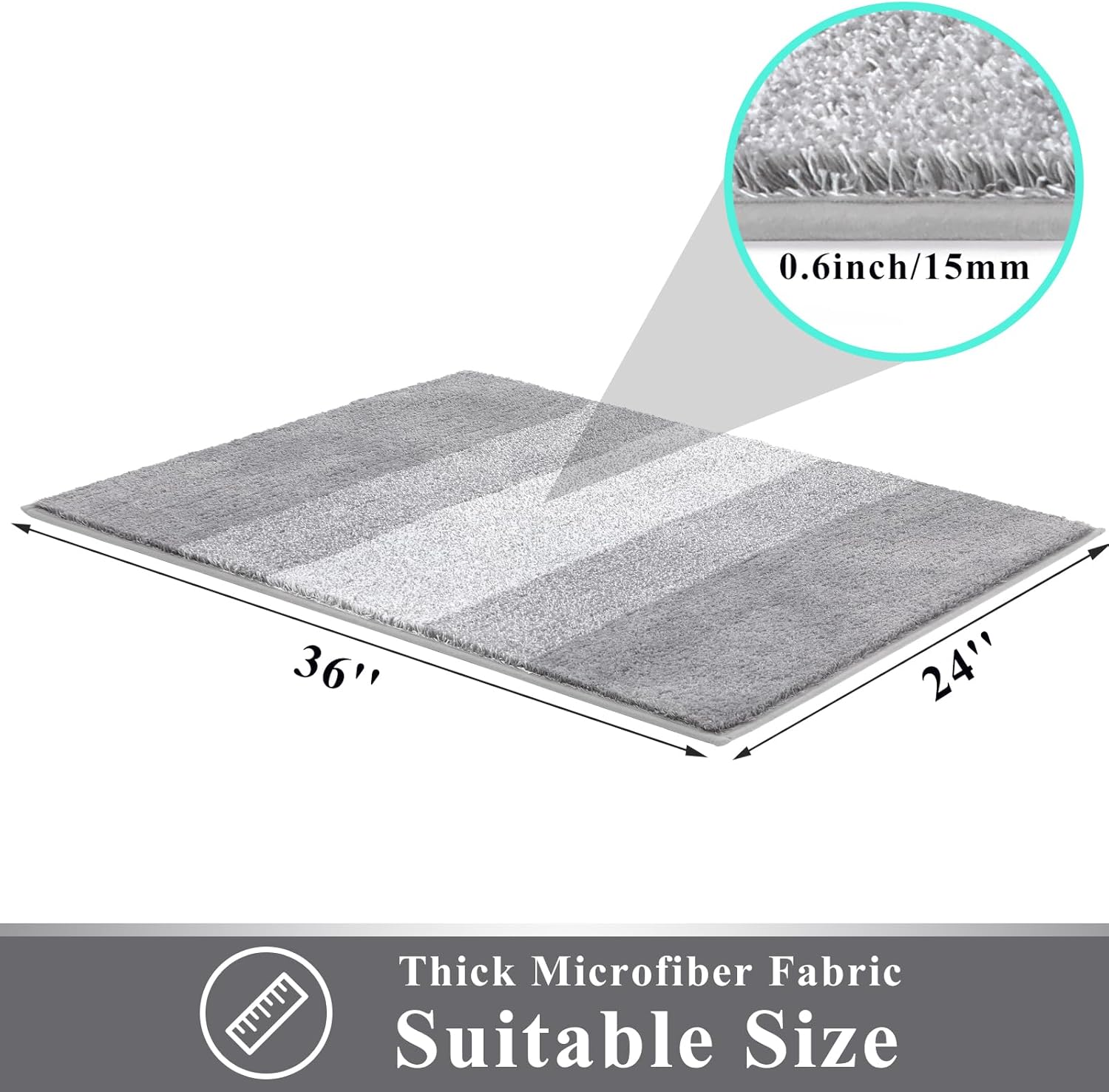 Vaukki Indoor Doormat Entryway Door Rug, Non Slip Absorbent Mud Trapper Mat Inside Floor Mat, Washable Small Door Carpet for Entryway (24''x36'', Light Grey)