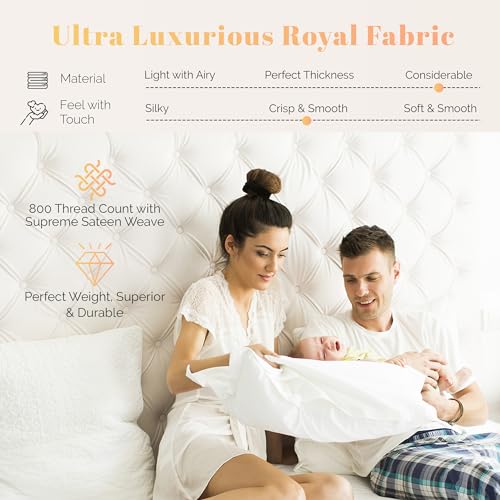 100% Egyptian Cotton Sheets Queen Size - 800 Thread Count 4 PC Queen Sheet Set Egyptian Cotton, Sateen Luxury Sheets Queen Size, High Thread Count Sheets, 16