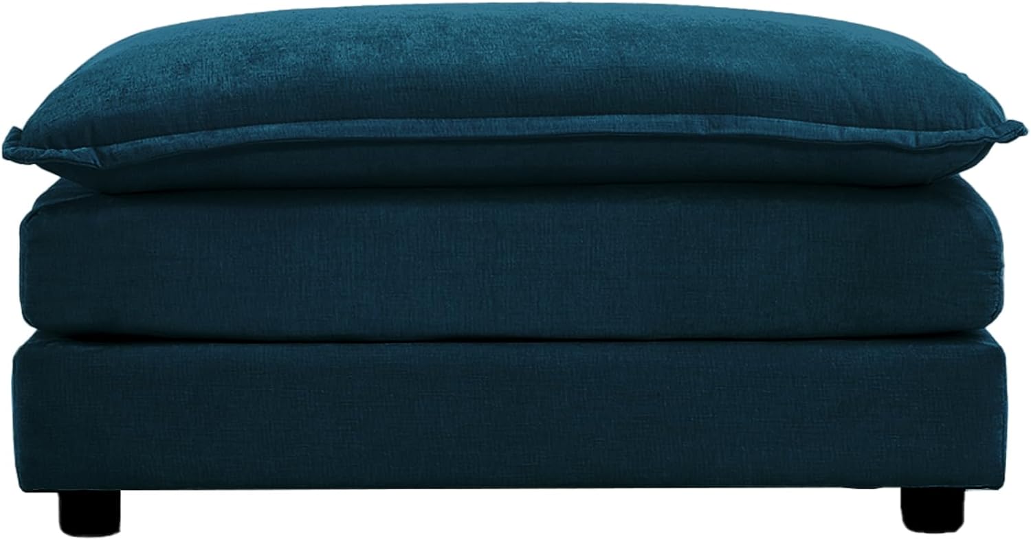 Chenille Fabric Ottomans Footrest to Combine with 2 Seater Sofa, 3 Seater Sofa and 4 Seater Sofa, Blue Chenille
