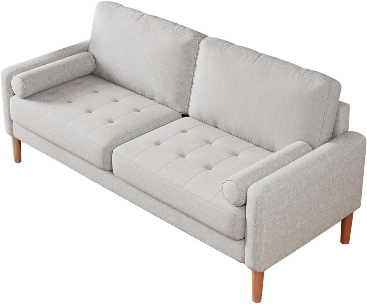 Modern Upholstered Linen Comfy Loveseat: 68