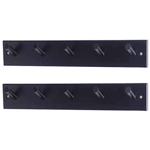 Dseap Wall Mounted Coat Rack: 16-Inches Hole to Hole, 5 Pegs Coat Hanger Hooks for Hanging Coats Towels Hats Clothes, White