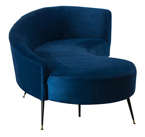 Safavieh Couture Home Evangeline Modern Glam Navy Velvet and Black Parisian Sofa
