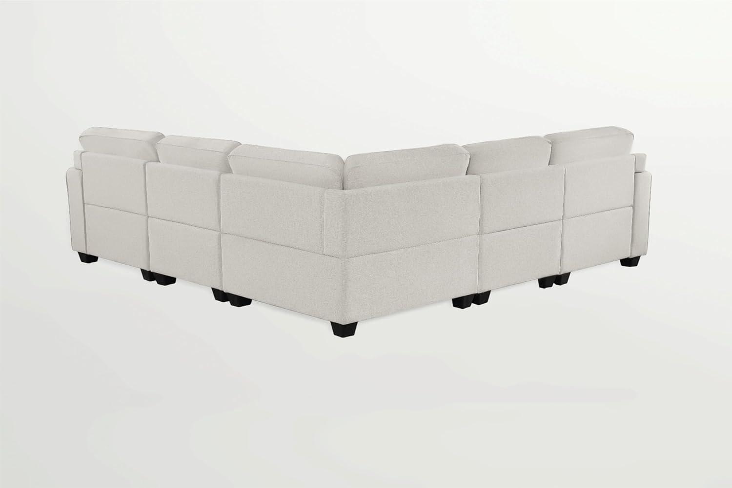 137'' Reversible Flexible Combination Modular Sofa Couche with Ottoman Sectional, Cream