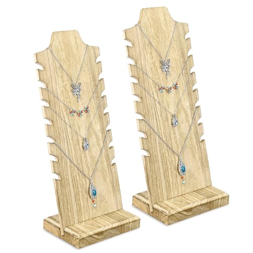 MOOCA Lightweight Wooden Necklace Display Stand - Freestanding Easel Holder for Multiple Necklaces, Black Color