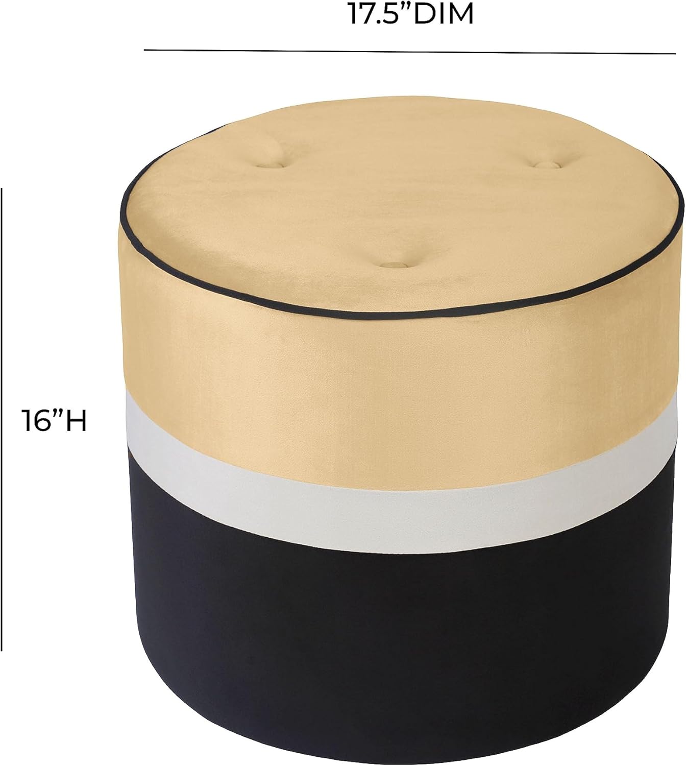 TOV Furniture Klondike Champagne & Black Velvet Ottoman