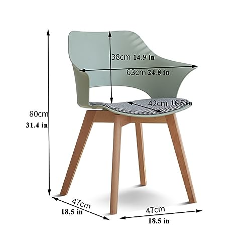TemkIN Modern Dining Chair with Wood Legs for Kitchen, Living Guest Reception Room, Lounge Dining Side Chair Set of 4 (Color : Green, Size : 47 * 47 * 80cm)