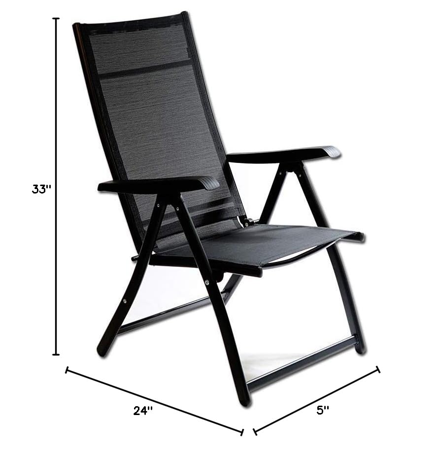 Heavy Duty Adjustable for 7 Different Angles Folding Arm Chair Indoor Outdoor Garden Deck Pool Camping Beach (400 Lbs Capacity) (2)