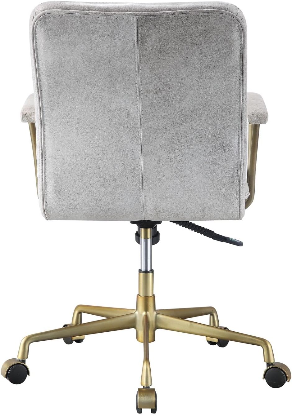 Acme Damir Office Chair, Vintage White Top Grain Leather & Gold 92422
