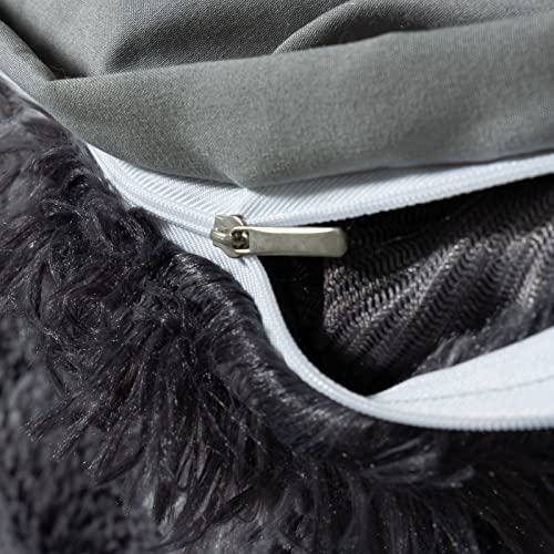 3 Pieces Plush Fluffy Duvet Cover,Luxury Faux Fur Quilt Cover Set Tie Dyed Extra Soft and Fluffy Bedding (1 Duvet Cover + 2 Pillowcases)(90x90inch, Grey)