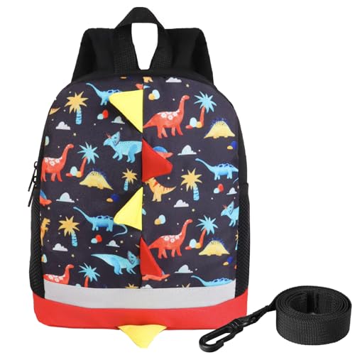Toddler Backpack for Boys 1-4 with Safety Rope Mini Dinosaur Backpack for Boys Cute Kids Backpack Baby Daycare Bag Schoolbag Boys