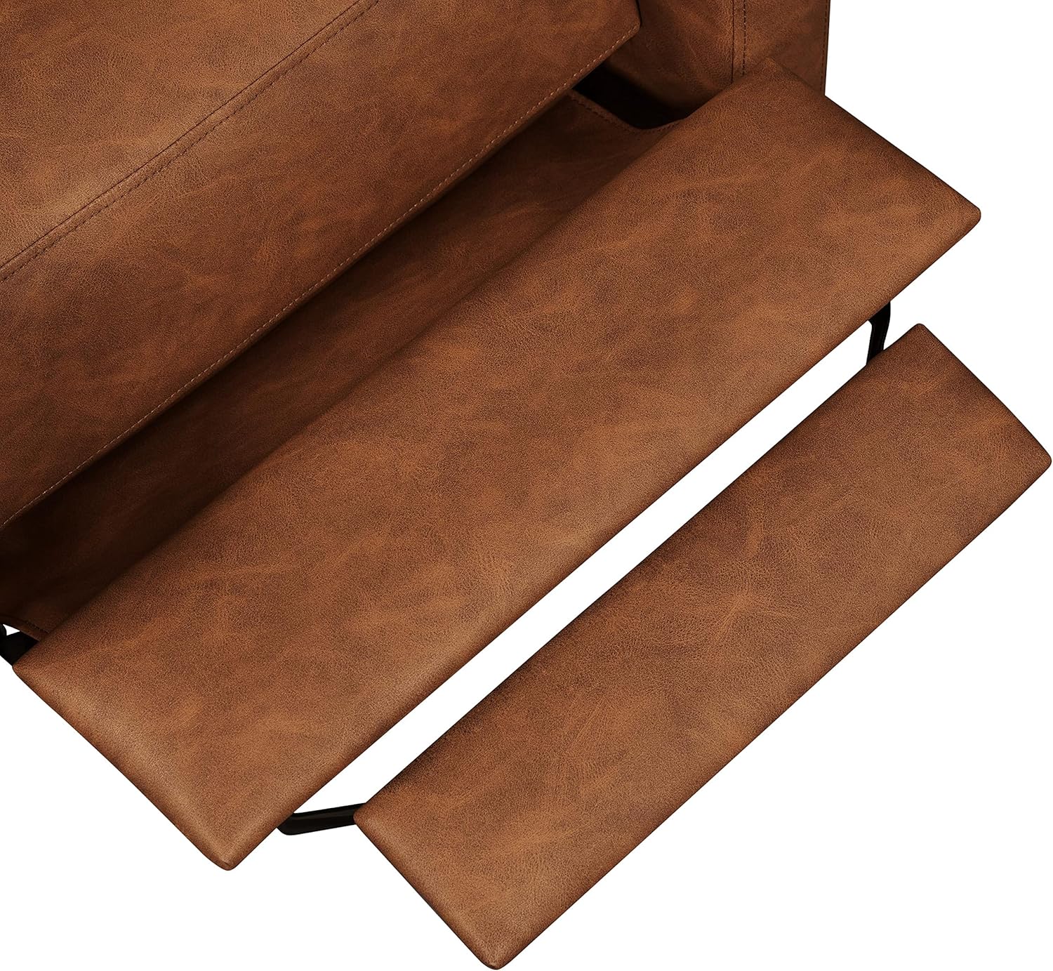 Topeakmart Faux Leather Recliner Sofa Mid-Century Modern Single Reclining Chair Adjustable Back & Footrest Tufted Upholstered Sofa with Pocket Spring Living Room Bedroom Home Theater 2 Pieces Brown