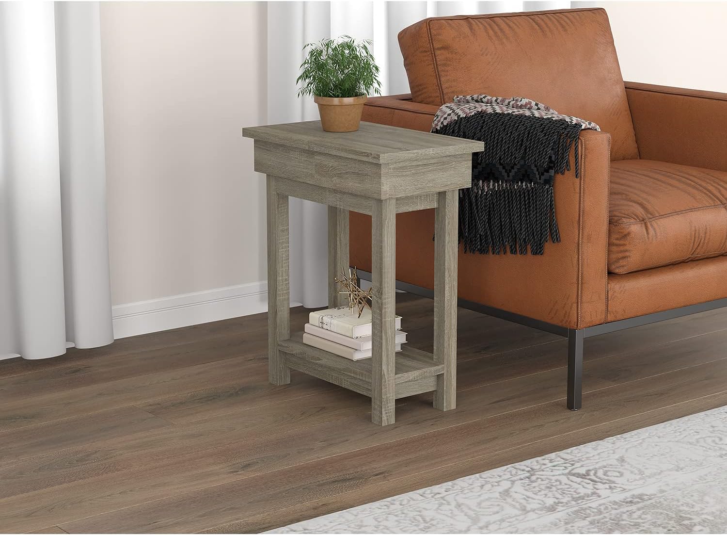 Safdie & Co. Table 20L Dark Taupe Open Top Drawer