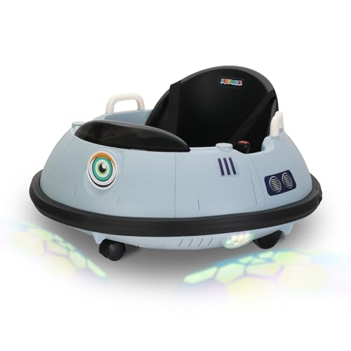 JOYMOR Electric Bumper Car for Kids & Toddlers, 12V Ride On UFO Bumping Toy Car Gifts, Manual and Remote Control, LED Lights, 360 Degree Spin (Grey)