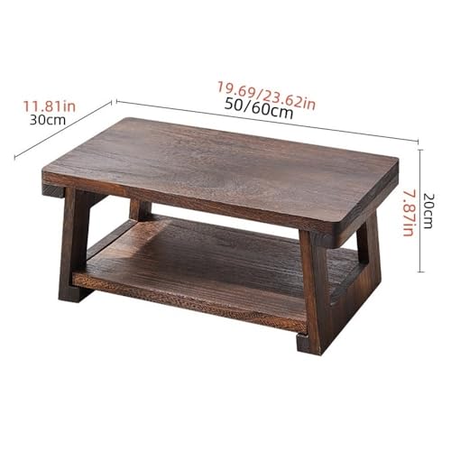 Altar Table & Meditation Table, Folding Low Tea Table, Wood Finish Floor Table for Sitting, Antique Japanese Coffee Table(60cm)