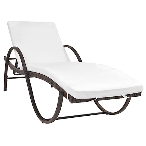 Patio Furniture Sun Lounger with Cushion & Table Poly Rattan Brown,Easy Assembly:All necessary tools, hardware, and instructions are provided for effortless assembly, ensuring a hasslefree setup. Sun
