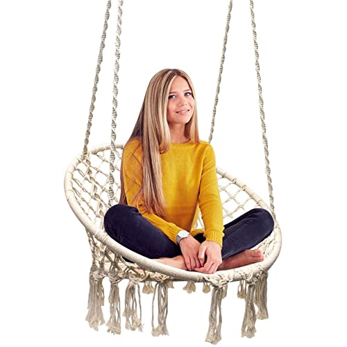 Sorbus Hammock Chair Macrame Hanging Swing Bench, Perfect for Indoor, Outdoor, Teens Girl Bedroom, Home, Room, Patio, Deck, Yard, Garden, Knitted Floating Swinging Bench, (Double Swing)
