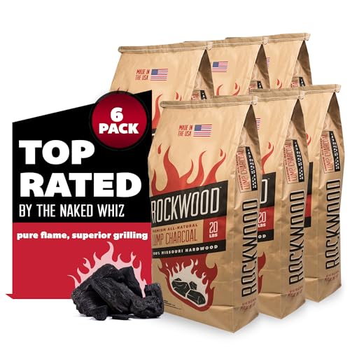 Rockwood Natural Hardwood Lump Charcoal - 20 Lbs Lump Charcoal for Grilling & Smoker - USA Oak, Hickory, and Cherry Wood Mix - BBQ Charcoal - Charcoal for Grilling - No Fillers (2 Packs)