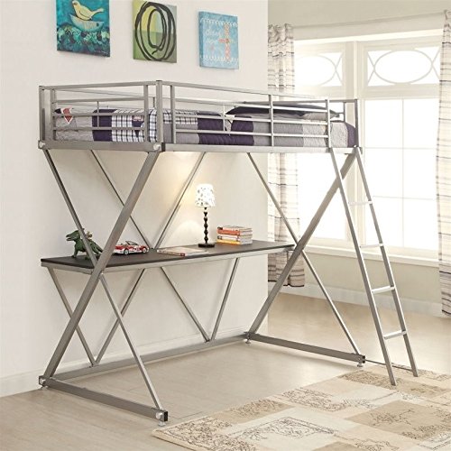 Coaster Full Workstation Loft Bed Silver 400034F