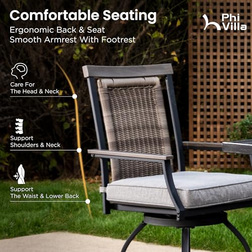 PHI VILLA 3 PCS Patio Bar Set, Bar Height Chair with 3.5
