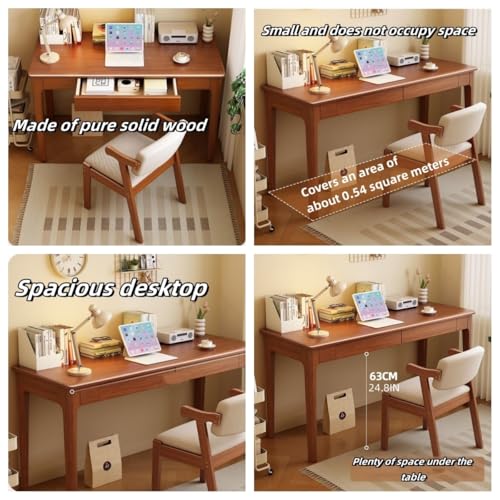 Computer Desk, Home Office Modern Desk and Chair Set, Wood Writing Desk, Executive Desk, Wooden Writing Desk Study Table, Home Office Study Desk(Brown,120CM-47.2IN)