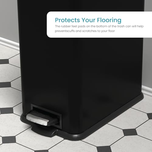 Home Zone Living 4.4 Gallon Slim Kitchen Trash Can, Stainless Steel, Step Pedal, 16.7 Liter