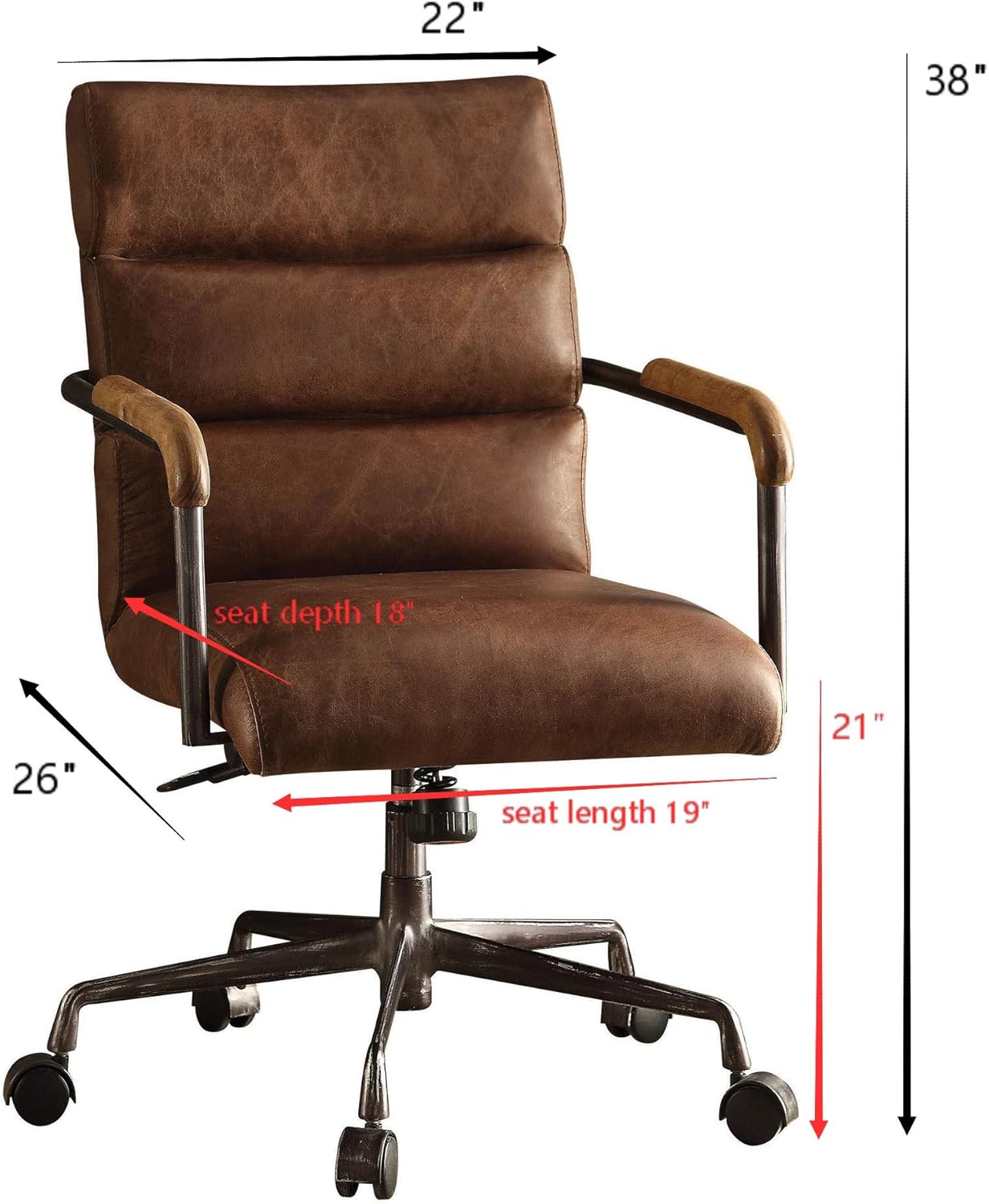Acme Harith Office Chair in Retro Brown Top Grain Leather 92414